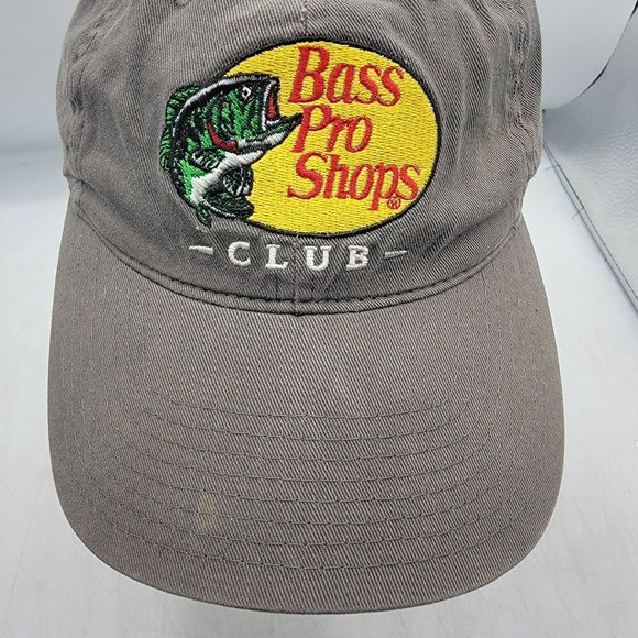 Bass Pro Shops Club Hat Adult Adjustable Strapback Gray Fishing Baseball Dad Cap - Picture 5 of 8